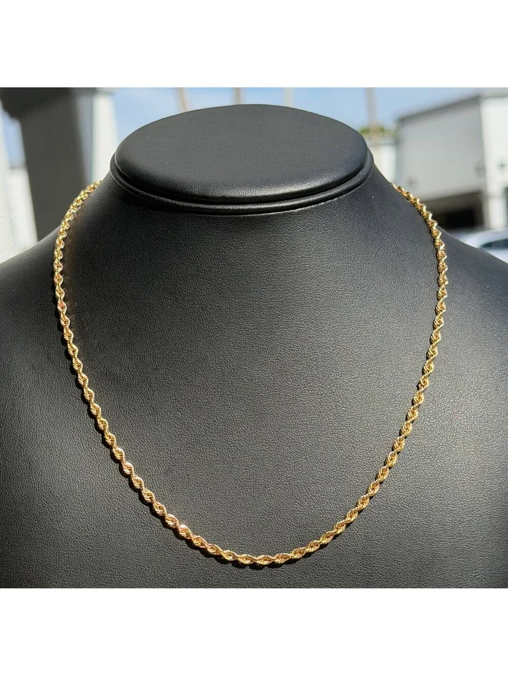 Jewelry 10k hollow yellow gold Rope necklace chain 18.00